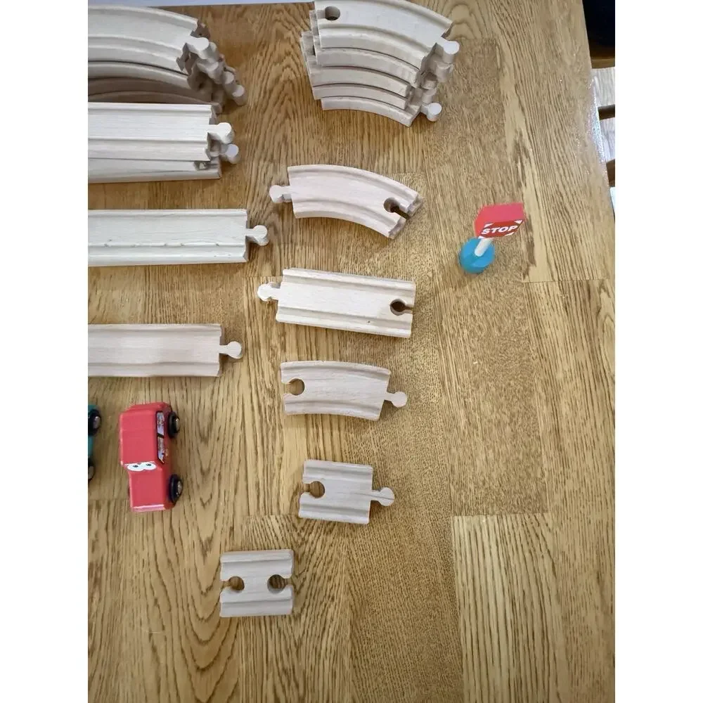 B. Toys Wood & Wheels Wooden Train Set Mountain Bucket Track Lot Cars Bridge